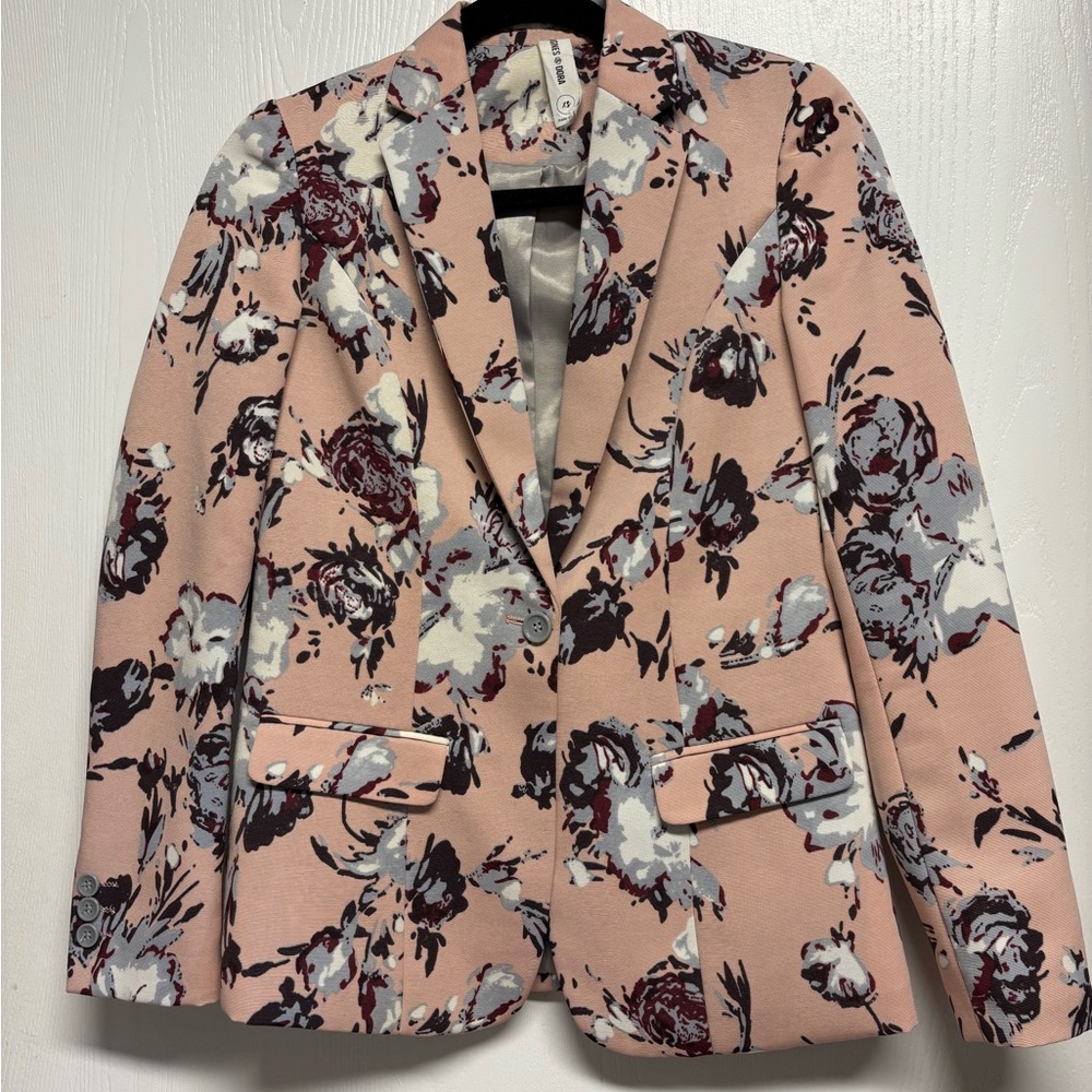Agnes & Dora Floral Tailored Blazer in Pink, Grey and Purple
